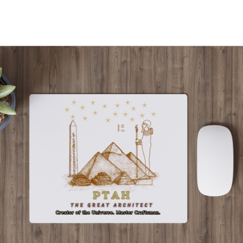 Ptah & Pyramids Mouse Pad — The Architect of Creation