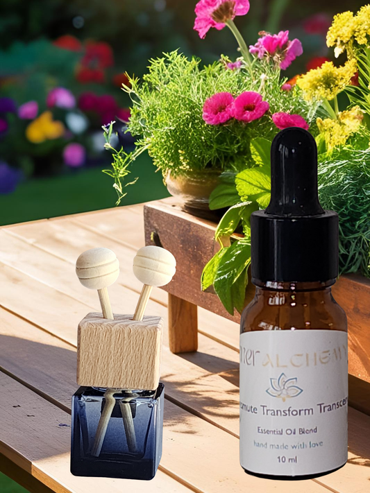 Transmute. Transcend. Transform. Aromatherapy Essential Oil Blend and Car Freshener